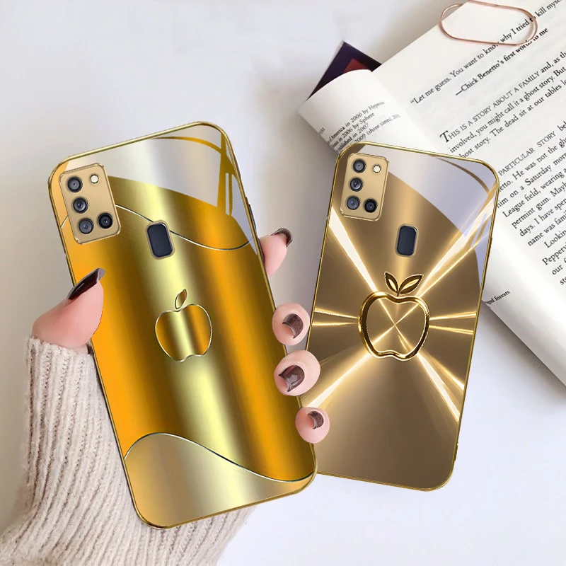 دافئ الذهبي لطيف التفاح لسامسونج A 70 71 72 73 14 15 13 16 25 A26 31 32 33 34 35 50 51 52 53 54 55 56 الزجاج الذهبي جراب هاتف