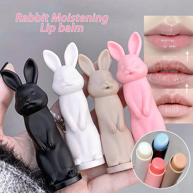 Rabbit Black Lip Balm Gloss Not Dryness Peach Transparent Lip Tint Moisturizing Lips Makeup Base Children's Lipsticks For Girls