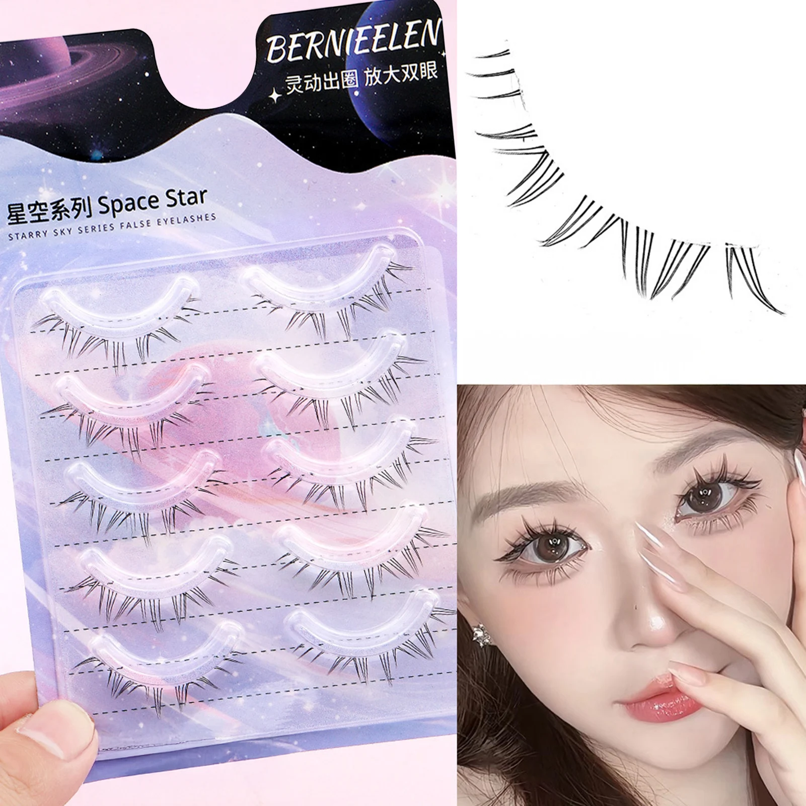 

One-Piece Bottom False Eyelashes C Curl Spiky Wispy Thick Eye Lash for Daily Life Or Important Occasions