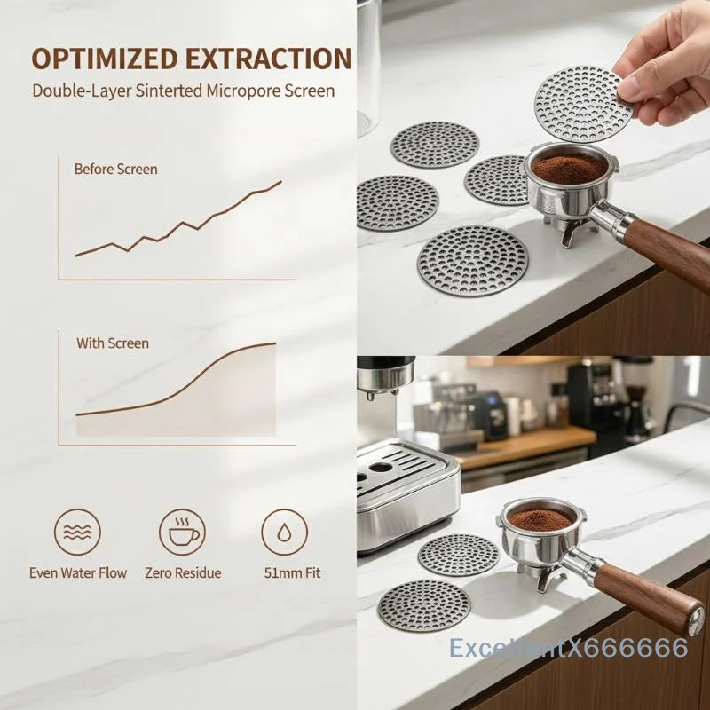 Stainless Steel Coffee Distribution Mesh With Double Filtration And Uniform Flow Perfect For Home Barista Daily Espresso Brewin