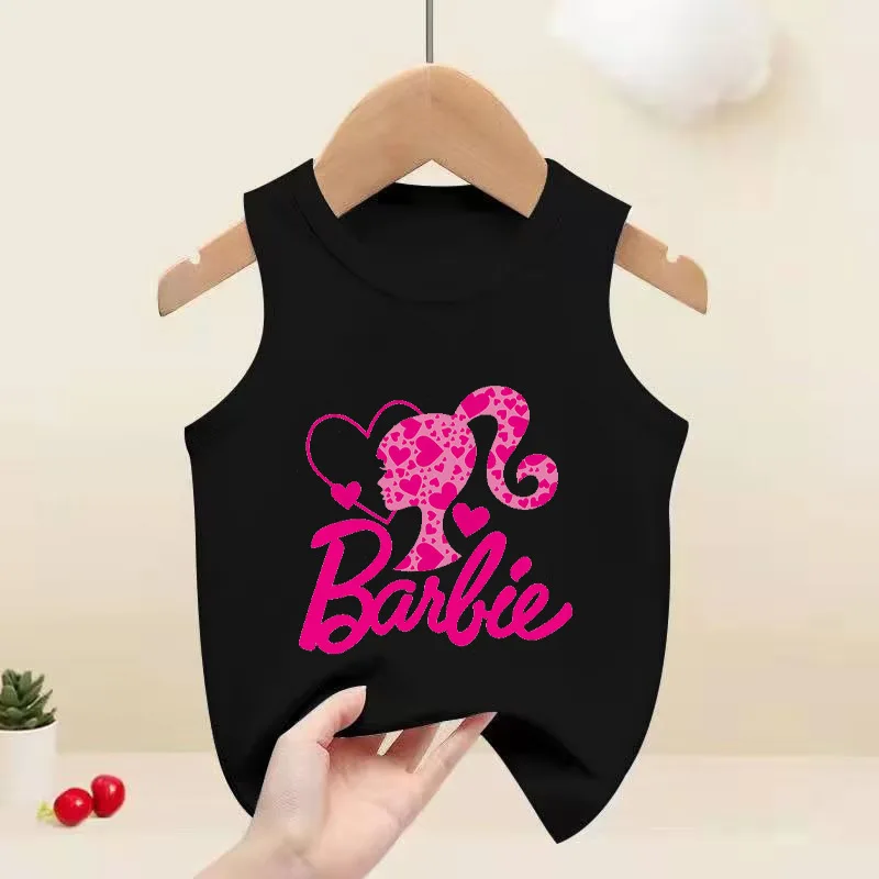 Haut de sport Kawaii Barbie pour enfants, imprimé cœur du film, haut précieux pour garçons et filles, vêtements Anime doux et cool