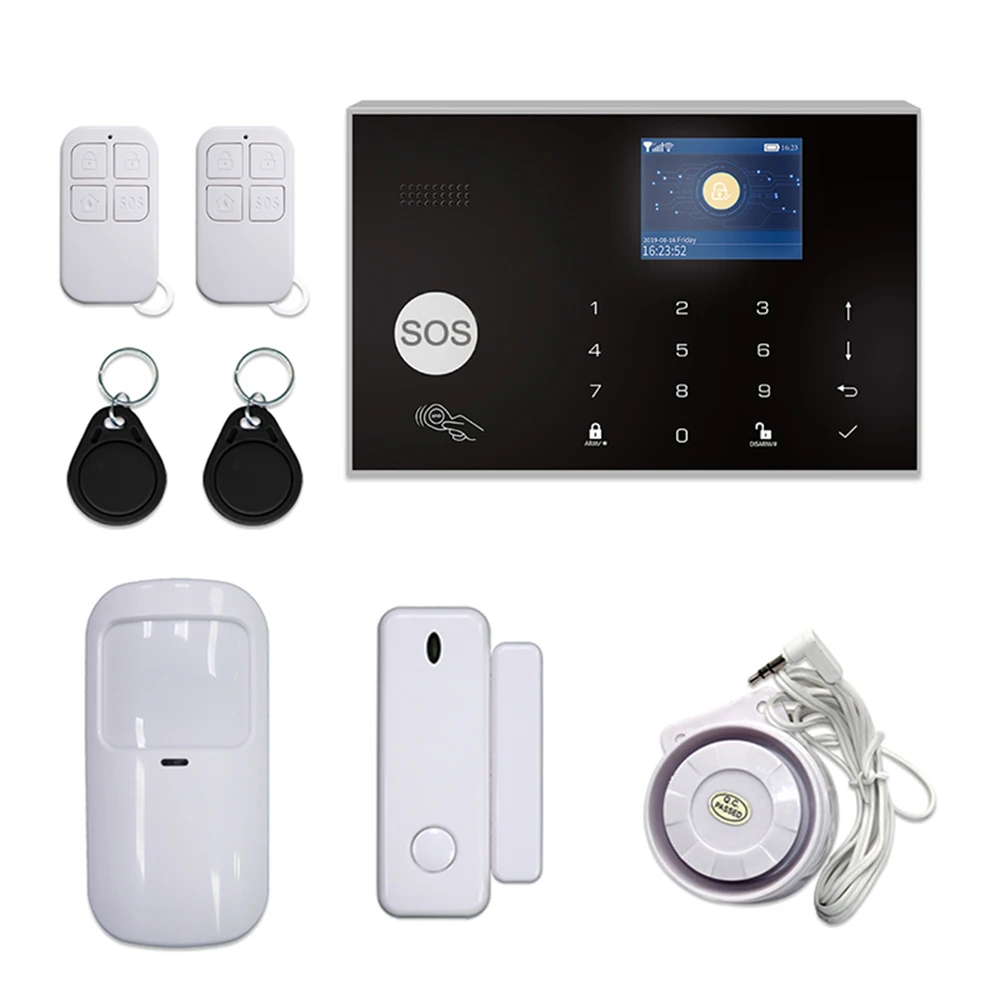 

WIFI GSM Home Burglar Security Alarm APP Control LCD Touch Keyboard 11 Languages 433MHz Wireless Alarm System Kit