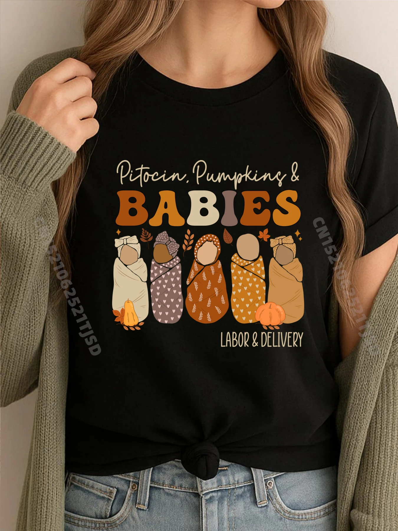 

Fall Labor and Delivery Halloween L and D Nurse Thanksgiving Mens Graphic Tshirts Unisex Oversize Man Luxury