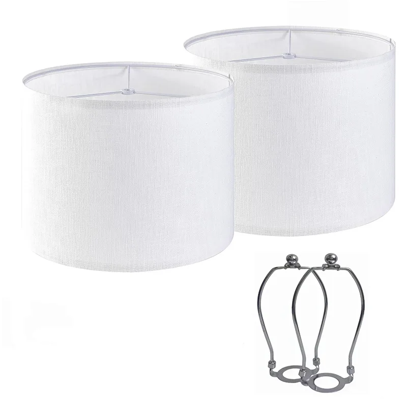 

2packs White Drum Lamp Shades 13"TopX13"Bottom X10"Height, Large Natural Linen Lamp Shade,with 2 Lampshade Holders