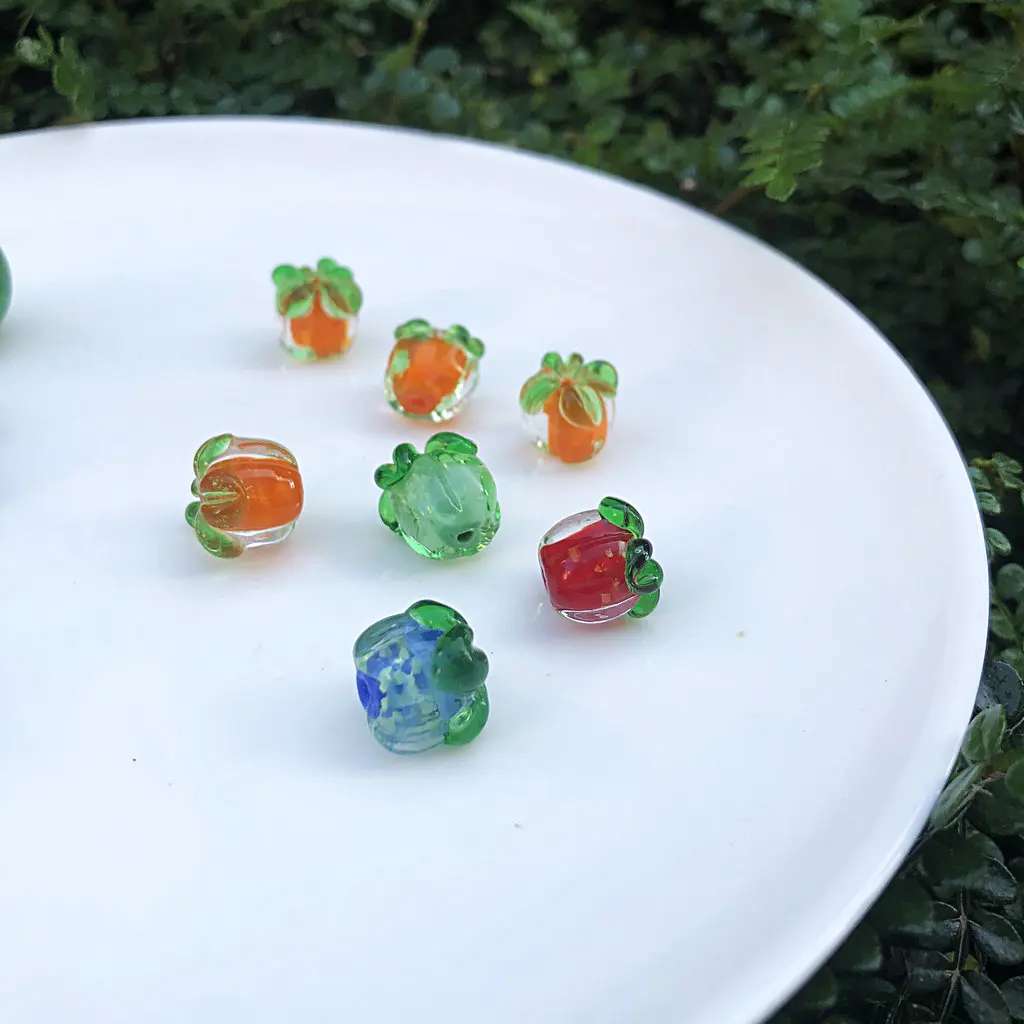 10pcs Glazed Persimmon Beads Glass Muran Beads DIY Earrings Bracelet  Jewelry Accessories Women Cute Star Wave Point