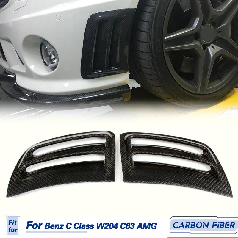 Car Front Side Fenders Air Vents Trims Carbon Fiber for Mercedes Benz C Class W204 C63 AMG 2008-2011 Racing Front Canards