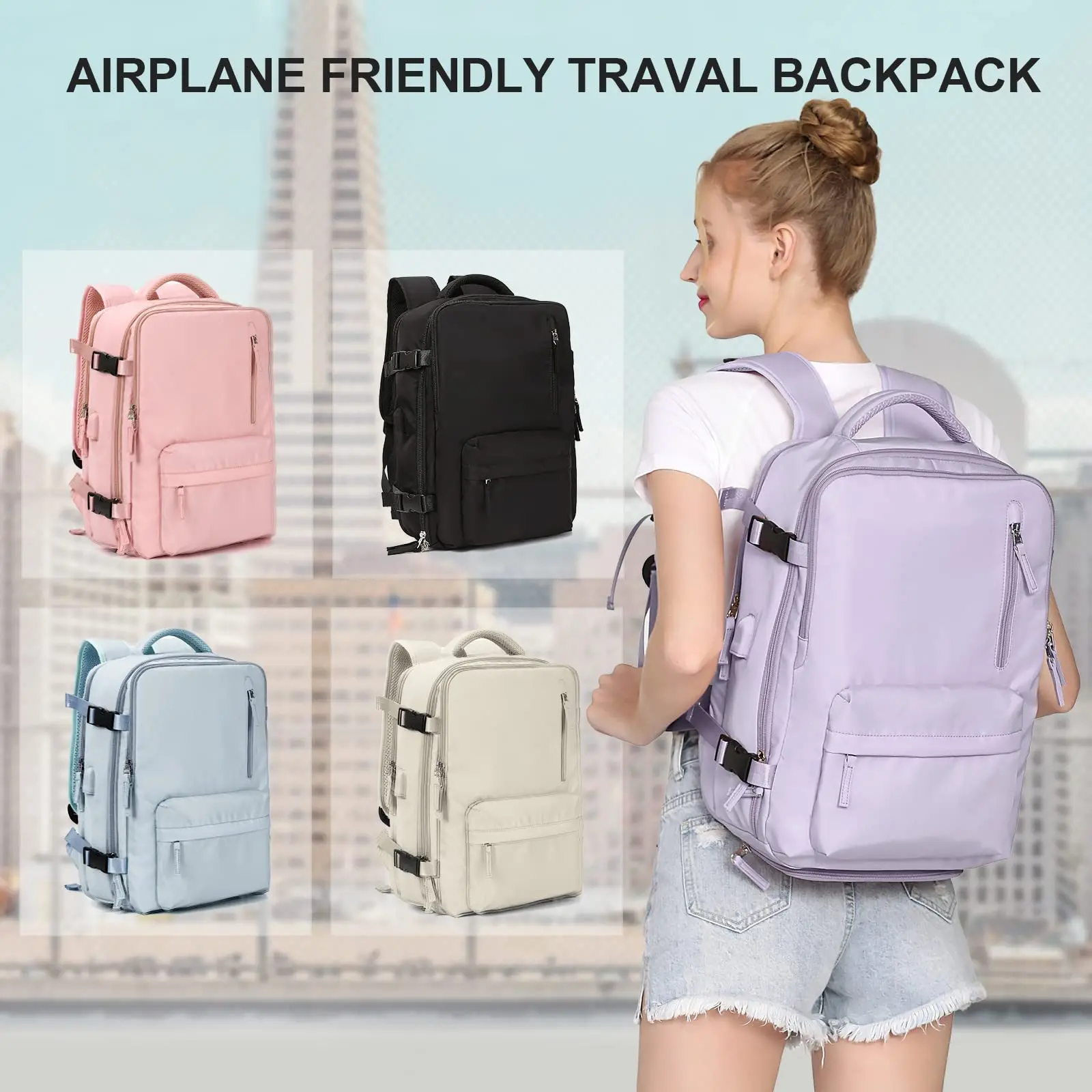 waterproof Lightweight Travel Backpack Bags Large Capacity Women\'s Multifunctional Suitcase USB Charging Woman airplane Luggage