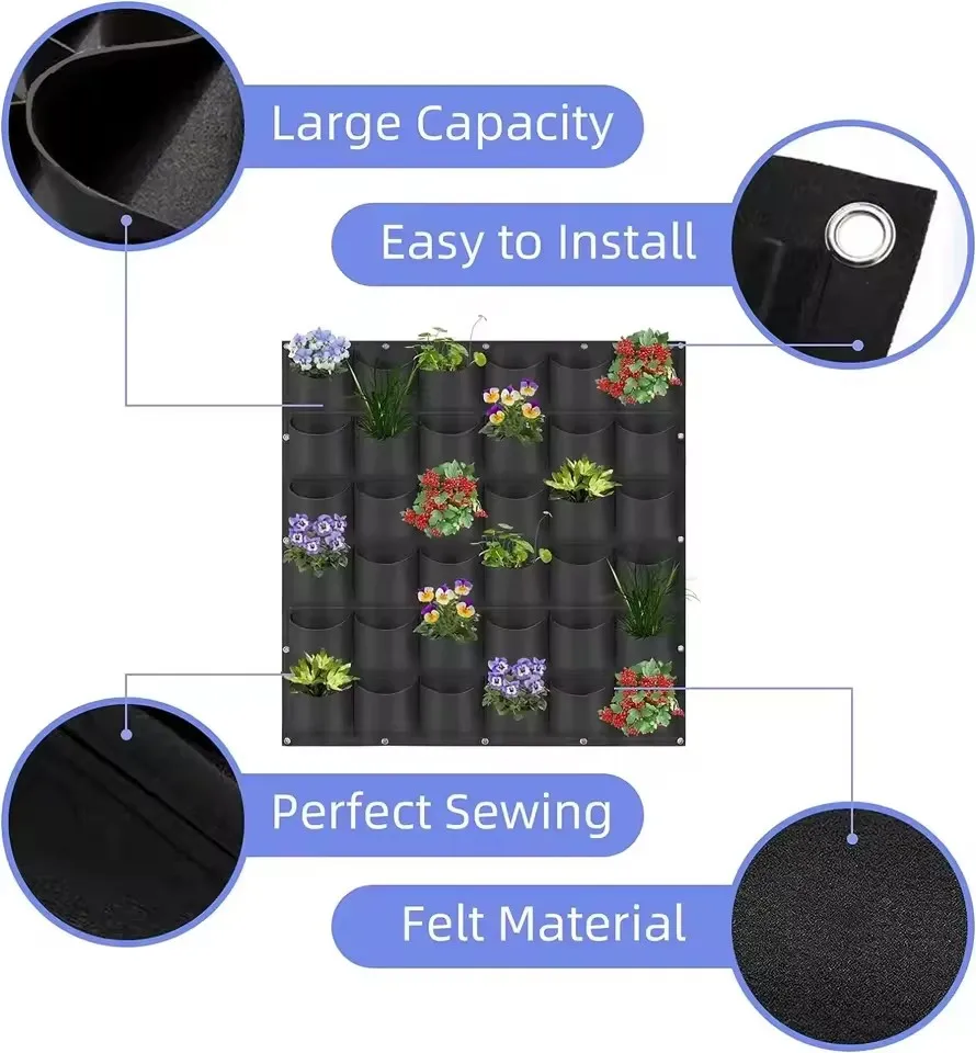 NEW Wall Hanging Pockets Planting Bags Flower Pot Home Garden Grow Bag Garden Planter Vertical Suculentas Plant Pot Home Decor gallery 3