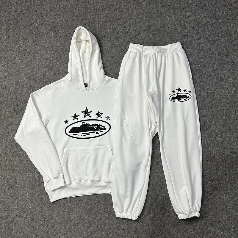 

Devil Island Five Year Anniversary Limited Edition Fce Printed Street Sle Spor Sweatirt And Pants Set Casual Leisure