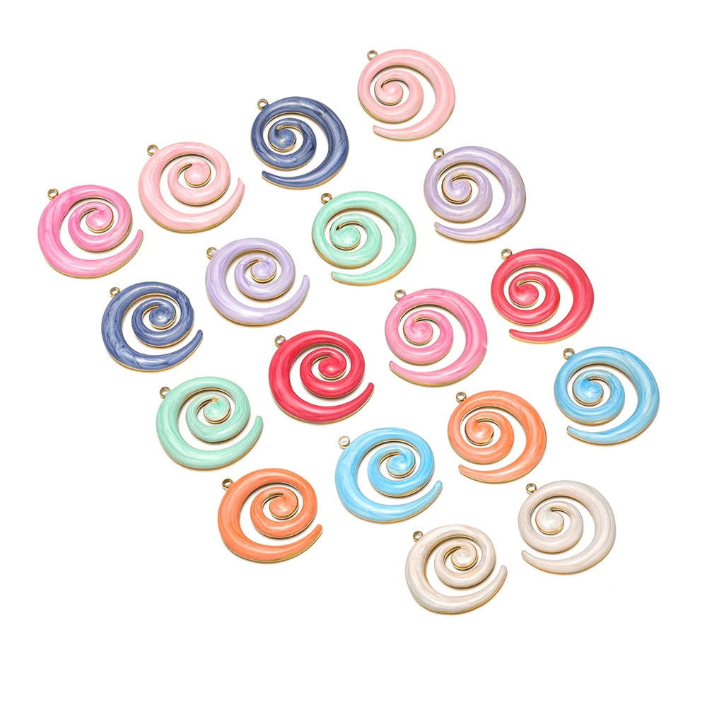 

5Pcs Stainless Steel Retro Enamel Spiral Charms Gold Pendants for DIY Women Jewelry Supplies Necklace Earrings Accessories Bulk