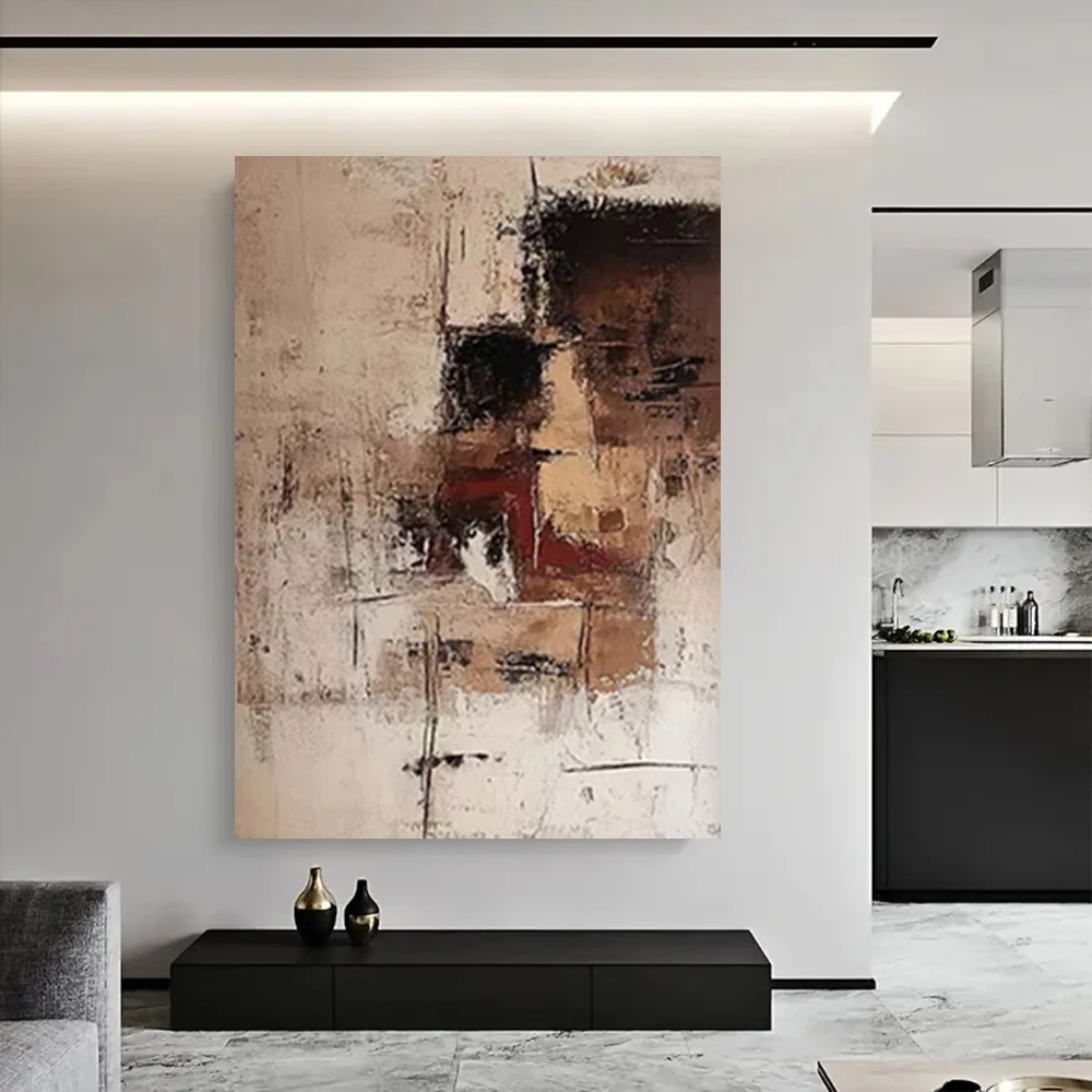 

100% Hand-Painted Blue Oil Painting On Canvas Modern Abstract Wall Art Colorful Lines Landscape Picture For Living Room Artwork