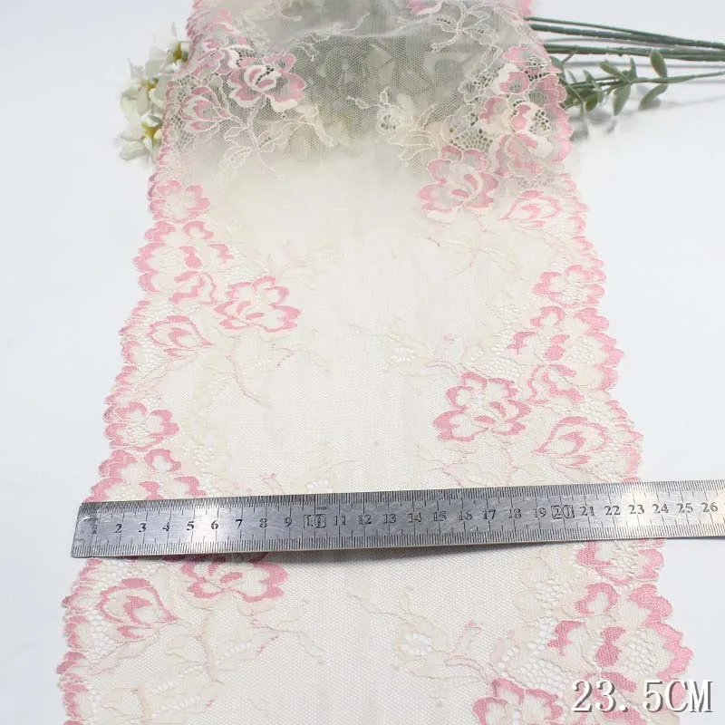 50Yards Floral Pink Stretch Elastic Lace Trims For Sewing Underwear Bra Dance Dress Clothes Accessories