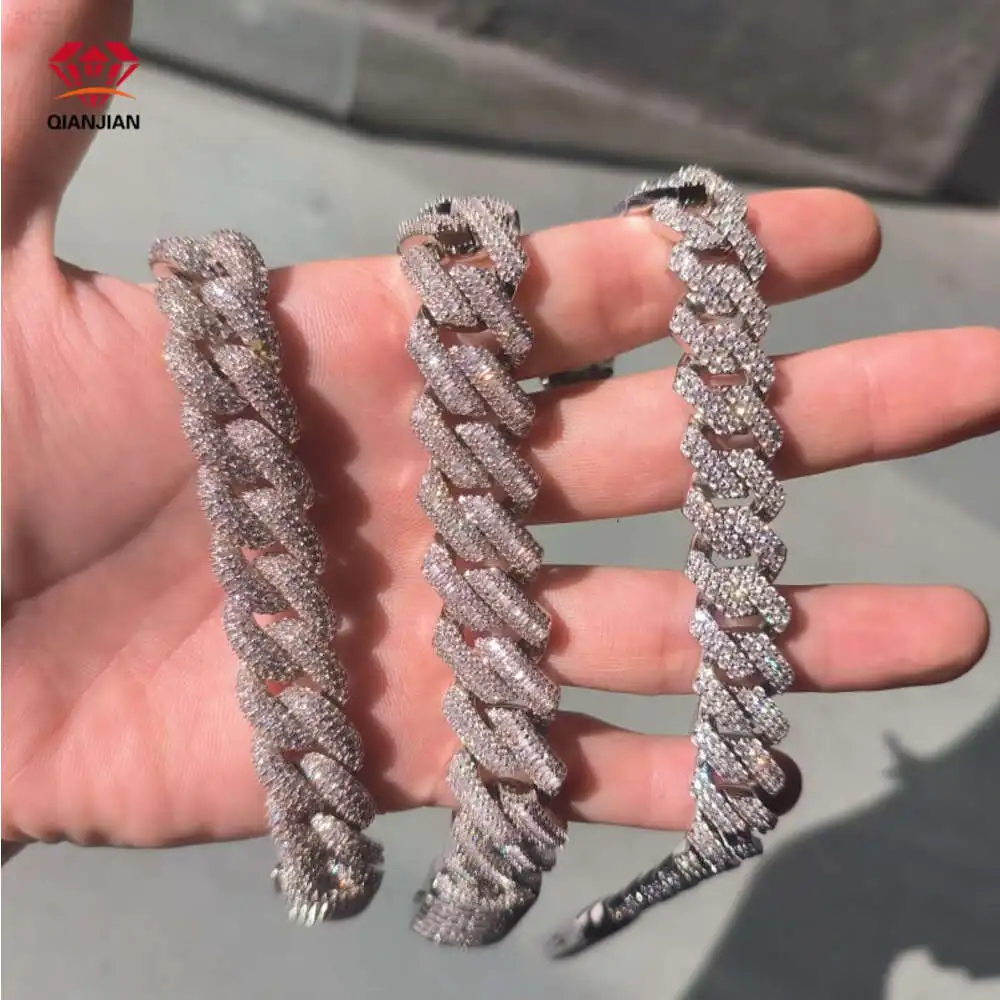 

Hip Hop Necklace 925 Silver Vvs Diamond Moissanite Iced Out Cuban Link Chain