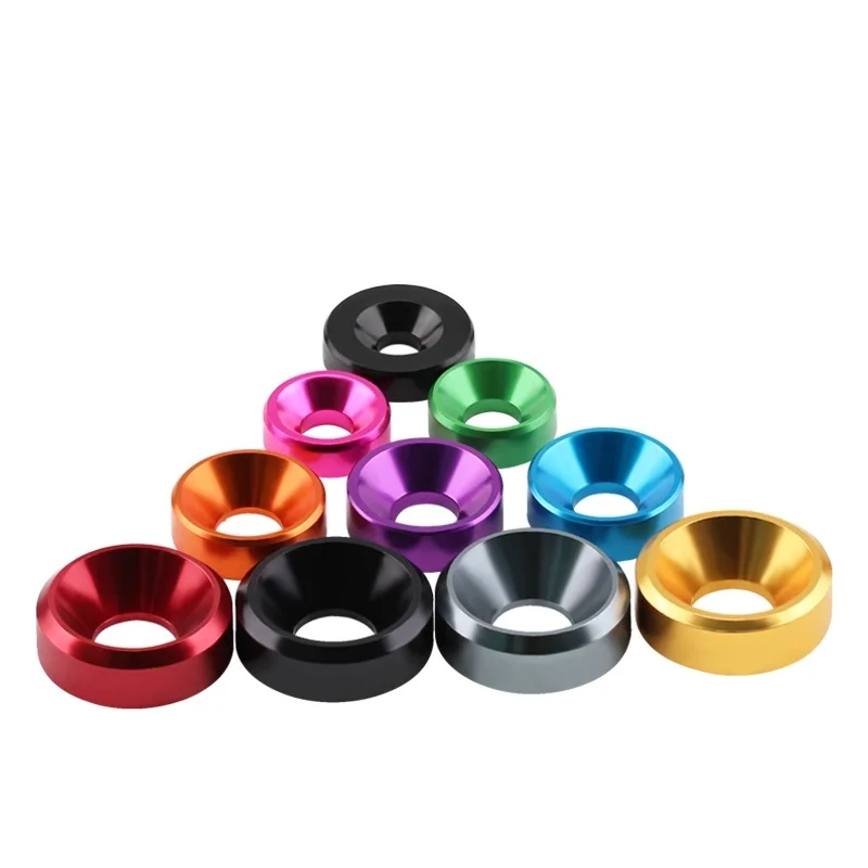 M4M5M6M8 Colorful Aluminum Alloy Metal Washers Countersunk Flat Head Screws Umbrella Head Bowl Type Cone Washers