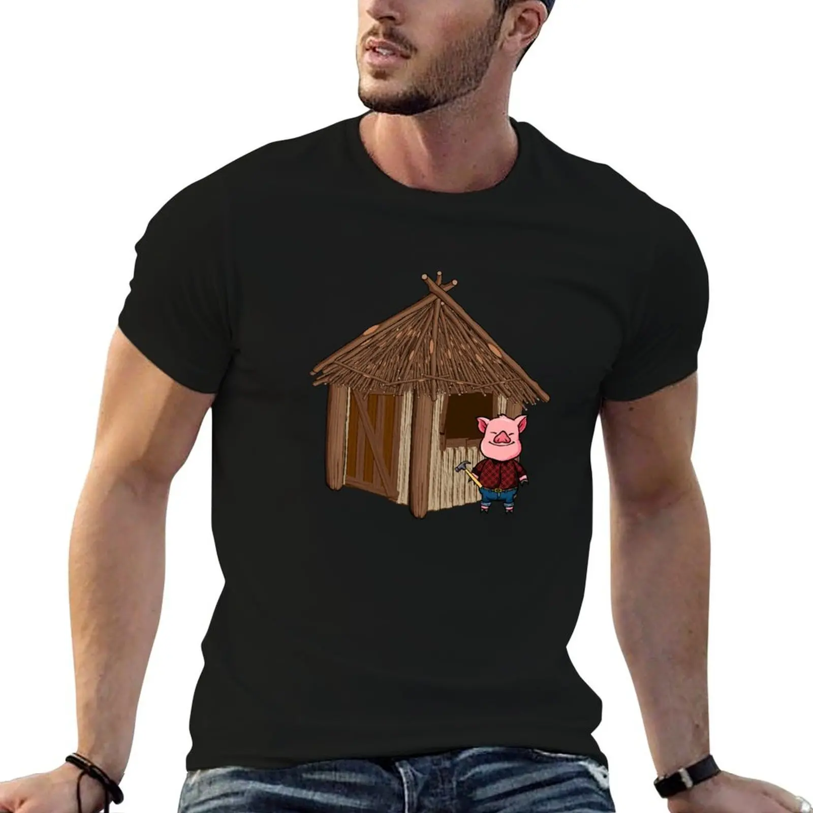 

Three Pigs Stick House Lazy Halloween Costume T-Shirt man tshirt funny t shirts cotton T-Shirt