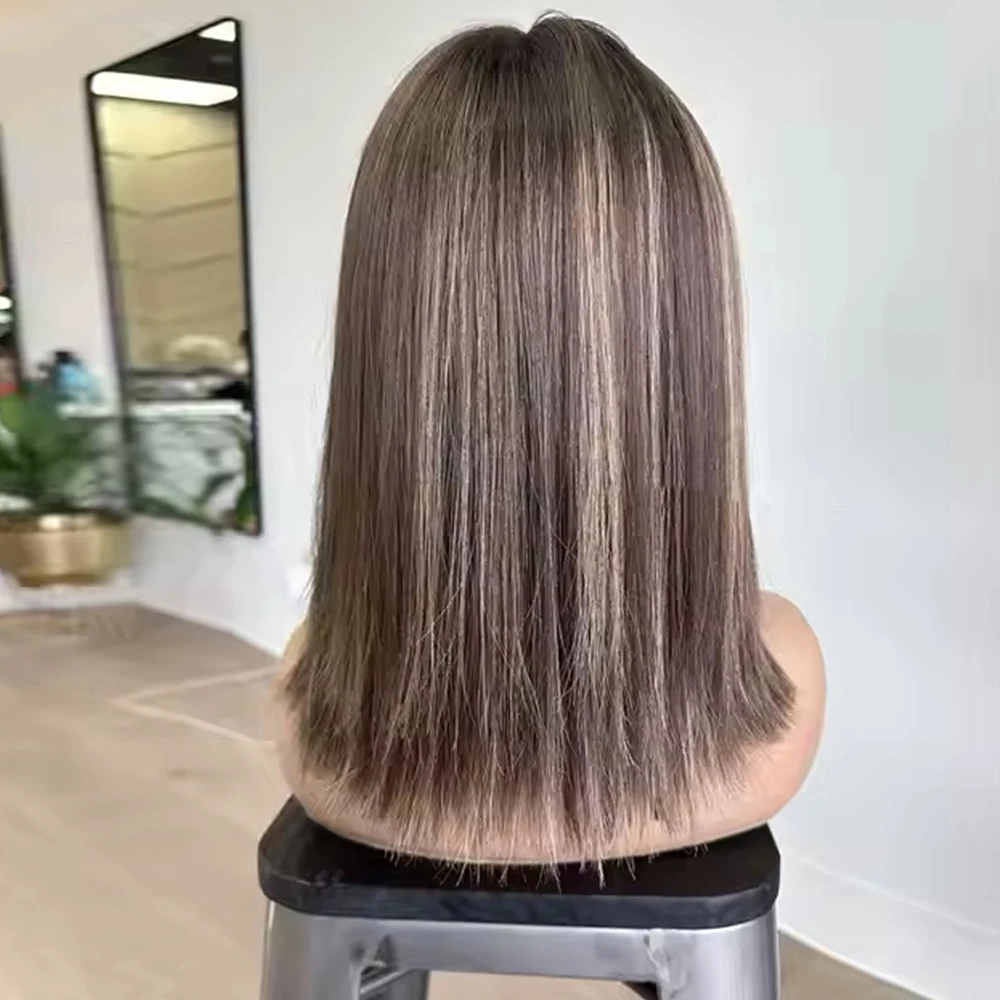 

Короткий парик-каре из синтетического волокна с коричневыми и светлыми прядями, с эффектом натурального вида, 13x4, без клея, для женщин