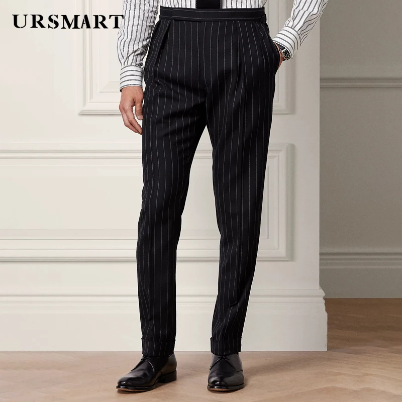 

Classic Wool Stripe Men's Pants Spring and Autumn New Product British Fashion Elegant Style Customized Pants for Men