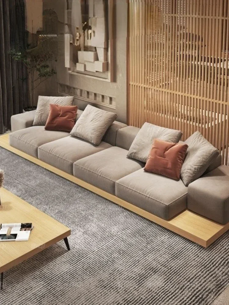 Log Style Technology Fabric Sofa Large Villa Living Room Modern Large and Small Apartment Type Solid Wood Corner Sofa