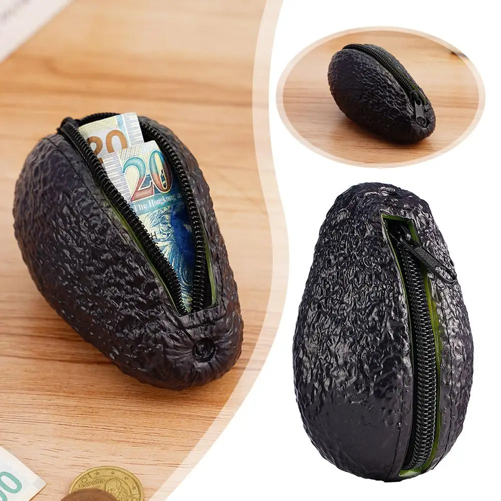Porte-monnaie en forme d'avocat de dessin animé avec fermeture éclair, sac de rangement pour femmes, sac de rangement pour l'argent, cadeau d'anniversaire unisexe, cadeaux amusants et originaux