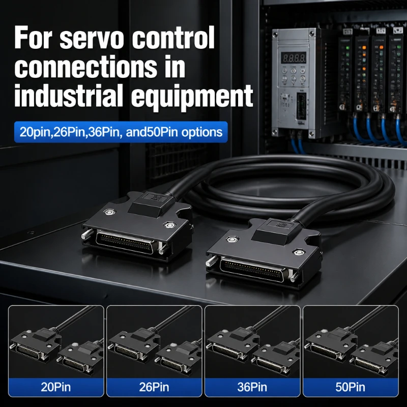 MDR50 CN50 SCSI 50Pin Servo Control Cable CN14/20/CN26/CN36Pin Male to Male Double Shielded IO Signal Cable For Delta Panasonic
