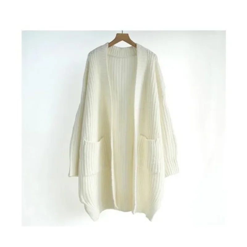 Autumn Winter Cardigan For Women Korean Style Mid Length Sweater Coat Women's Loose Knitted Cardigan Thickened Warm Coat Y2k