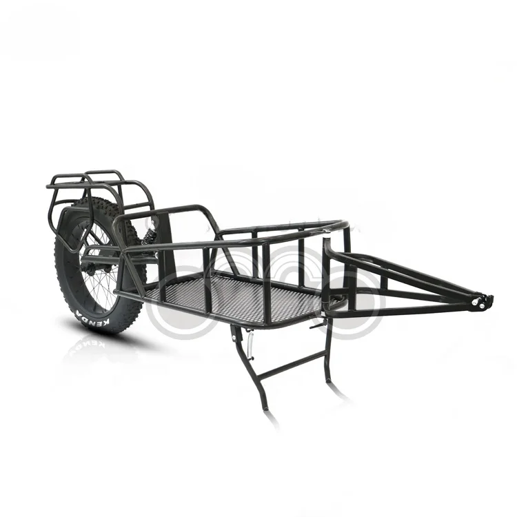 Single Wheel Fat Tire Bicycle Cargo Trailer for Hunting Steel Frame Electric Bike Trailer with Suspension