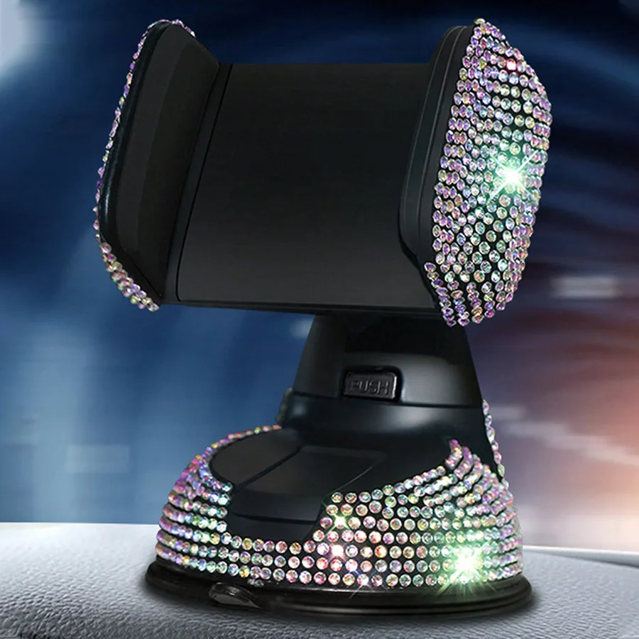 

Luxury Car-mounted Diamond-embedded Phone Holder Suction Cup Car 360-degree Rotating Navigation Creative Holder Christmas Gift