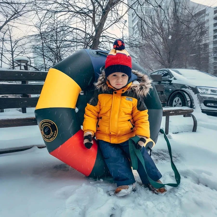 3-In-1 Inflatable Tube Winter Inflatable Snow Sled Water Floating Tube for Snow Riding Water Swimming and a Hanging Swing