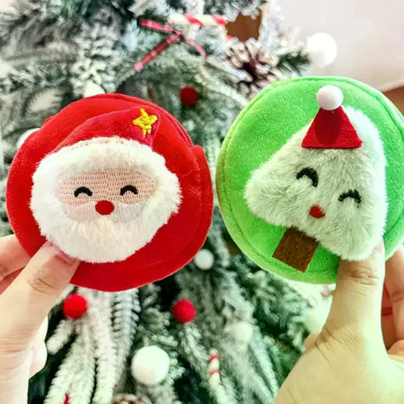 Cute Christmas Plush Coin Purse Kawaii Santa Claus Snowman Doll Coin Pouch Keychain Backpack Pendant Decoration Children Gift