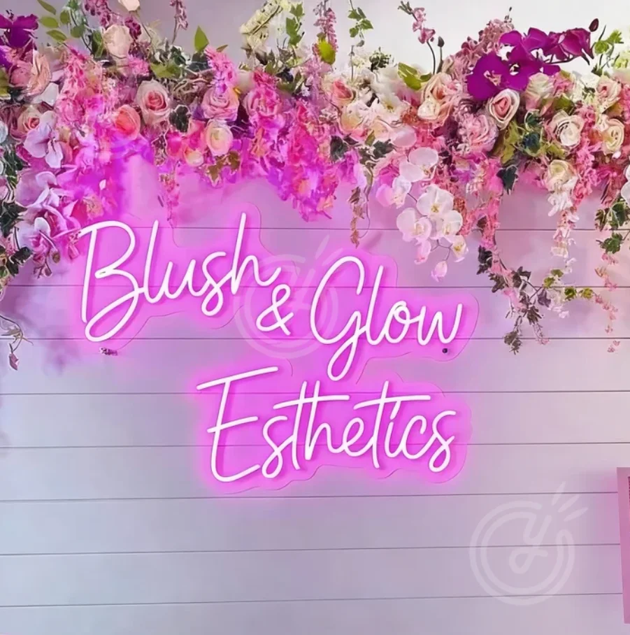 Blush Glow Esthetics Shop Custom Acrylic LED Neon Sign Game Room Desktop Bedroom Personalized Birthday Gift Wall Decoration Logo