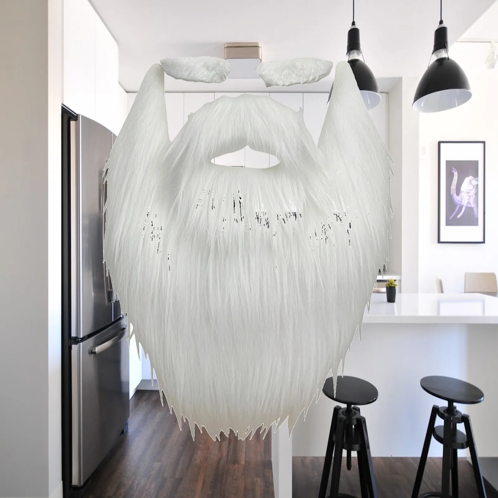 Santa Beard Set Elastic Straps White Santa Costume Beard Cloth Material