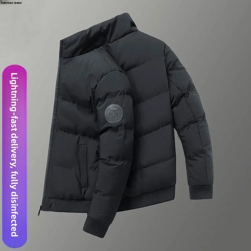 Jaet de algodão masculino de inverno, casacos casuais para jovens, casaco de algodão versátil e com nó ort sle