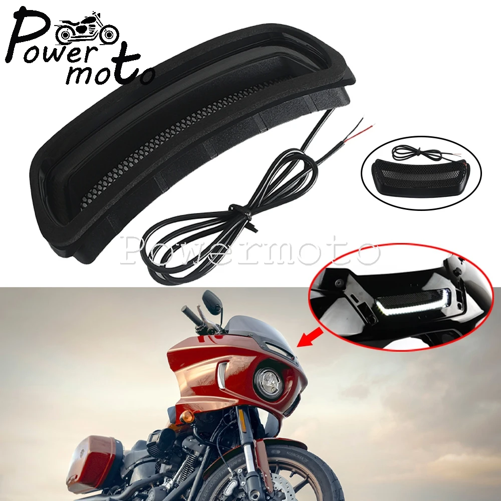 

NEW Motorcycle White Tracer Headlight Fairing Vent Accent LED Lamp For Harley Softail Low Rider ST El Diablo FXRST FXLRST 22-24