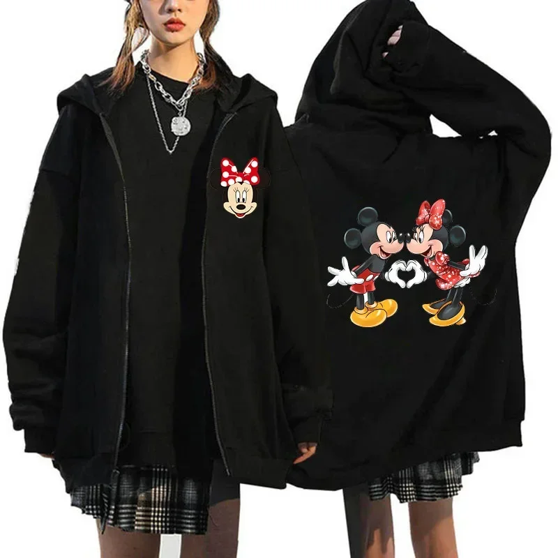 

Y2k 90s Minnie Zipper Sweatshirts Mickey Mouse Disney Hoodies Harajuku Spring and Autumn Parent Child Clothing Zipper Hoodie