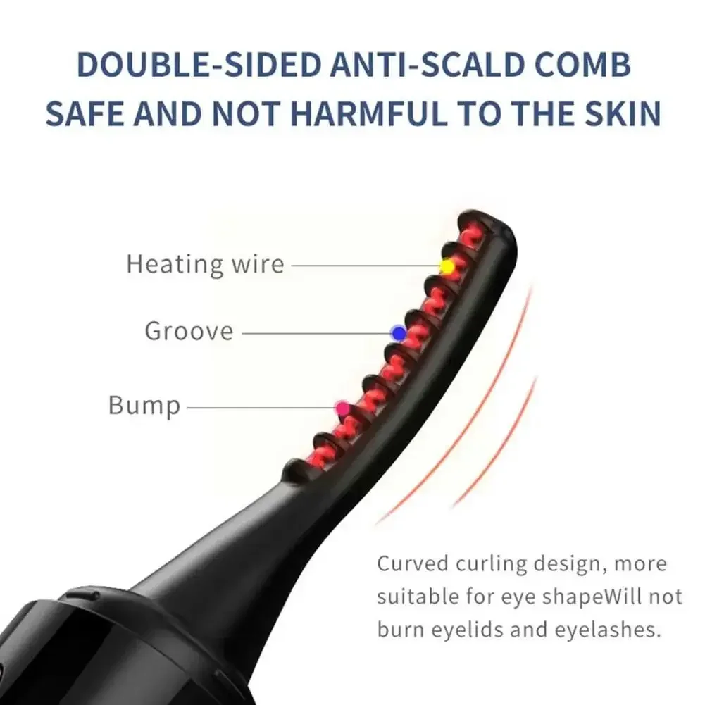 Electric Heated Eyelash Curler USB Rechargeable Eyelashes Curler 4 Mode Quick Heating Natural Curler Long Eyelash Lasting Makeup