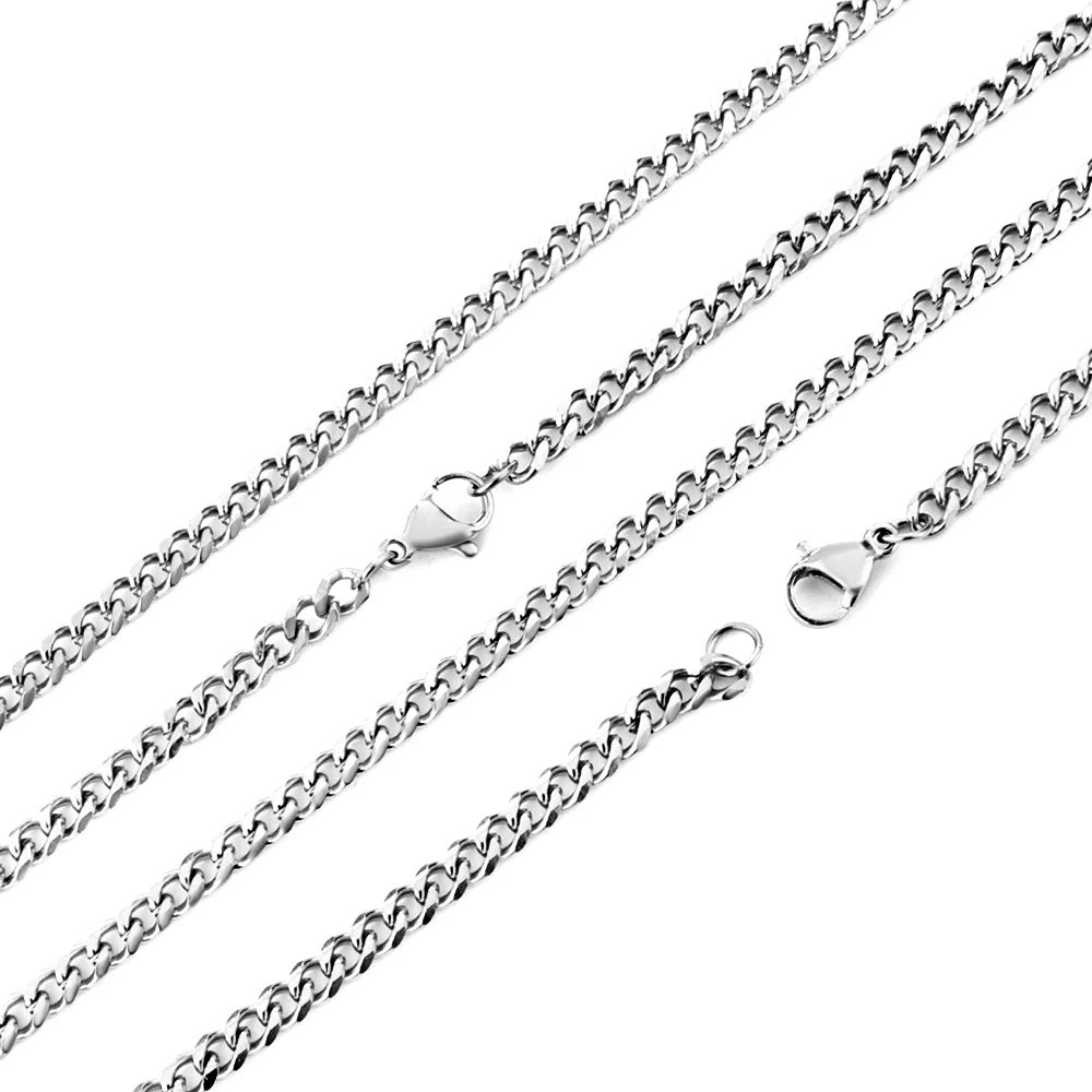 Punk Male 2pcs Double Layer Chain Necklaces Stainless Steel 3/5MM Figaro Link Chains Basic High Quality Hiphop Men Neck Jewelry