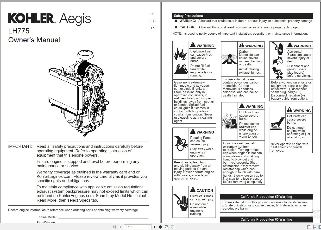 TruckEPC Kohler Engine 1.45 GB PDF Operators and Maintenance Manual, Service Manual