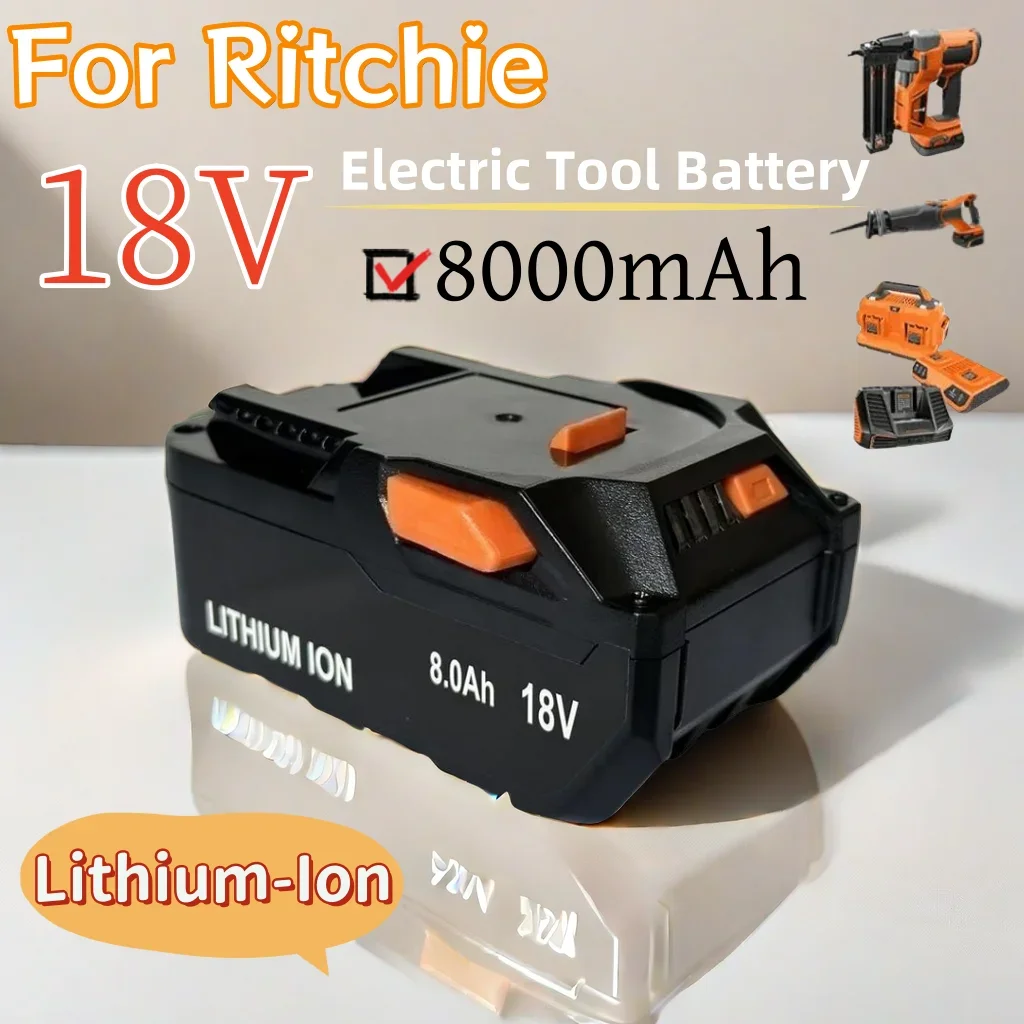 Suitable for Power Tool Battery Replacement 18V 8000mAh For AEG Ritchie RIDGID Rechargeable Lithium-ion Battery