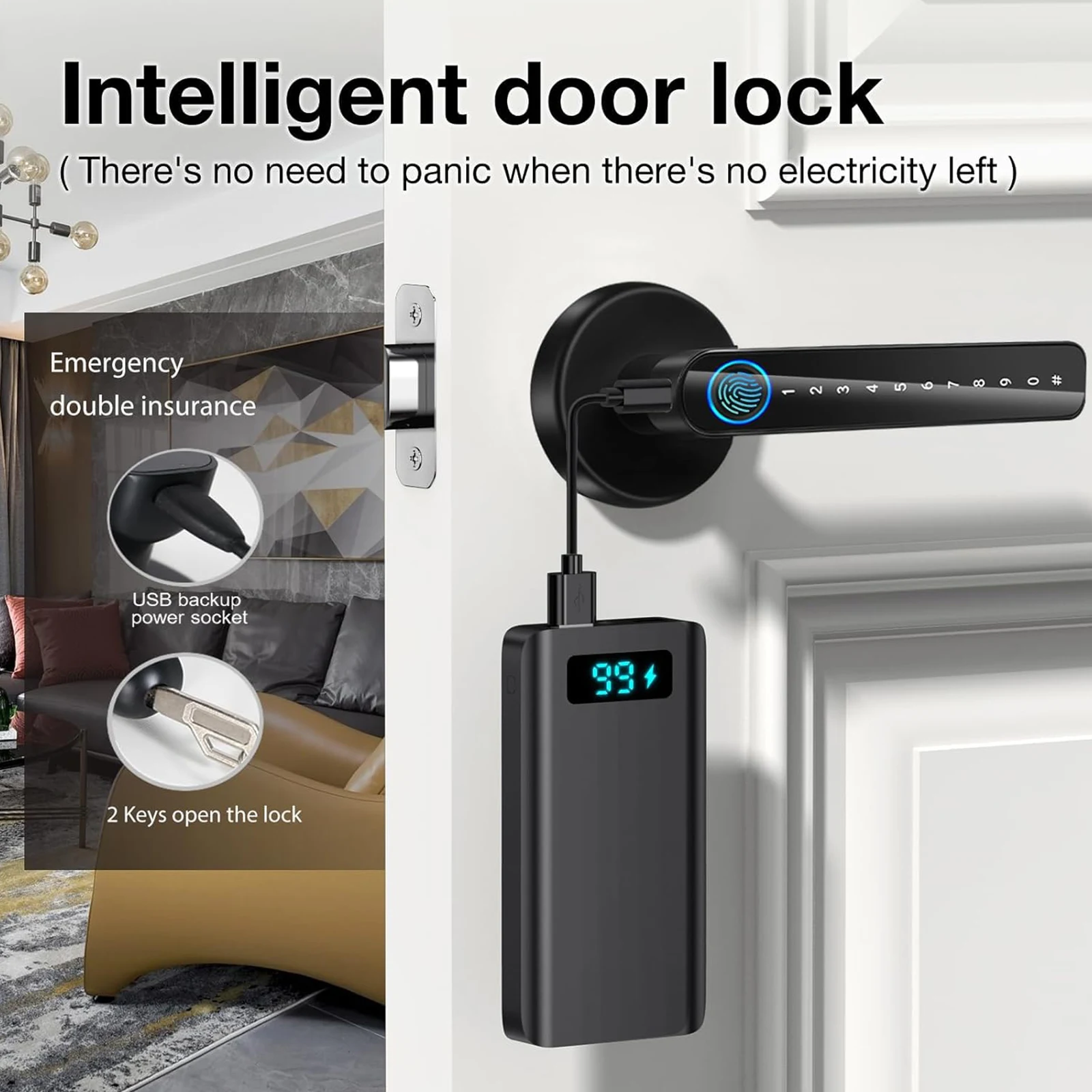 

Fingerprint Door Lock with Keypad Keyless Entry Door Lock with App Control/Key/IC Card for Bedroom Home Hotel Office Apartment