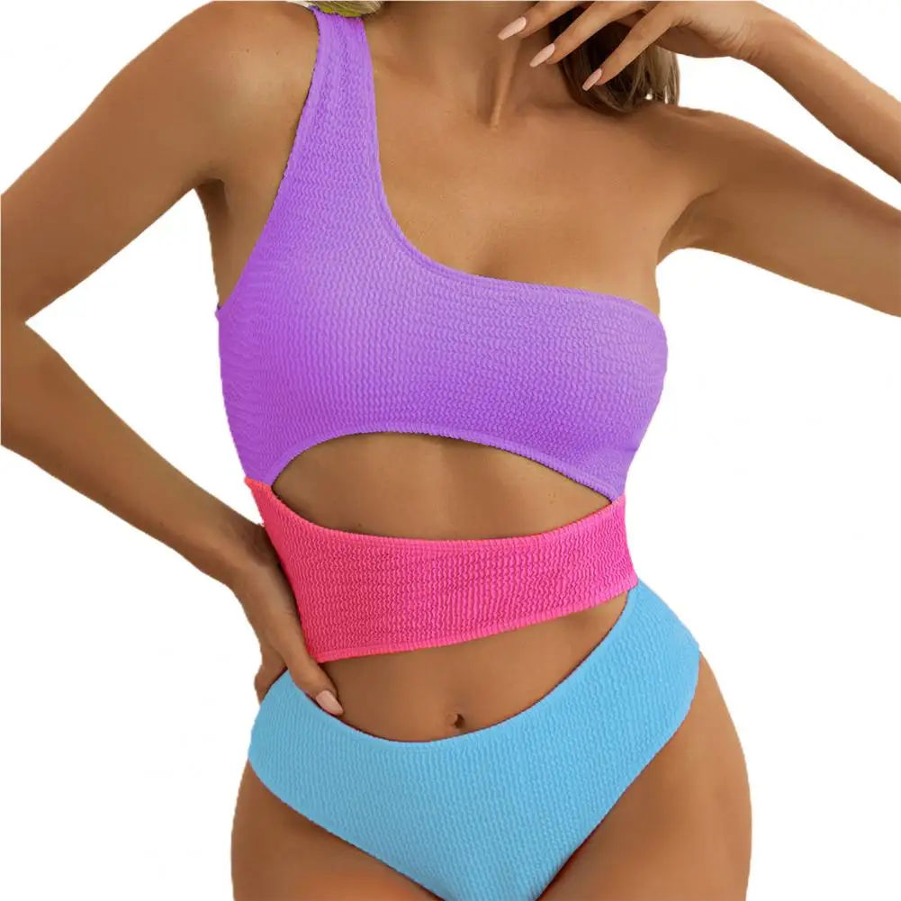 Lady Swimsuit Bodycon Holes Breathable Bright Colors Summer Bathing Suit   Women Swimwear  Water Sports Clothes