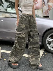 2025 Ropa Y2K Streetwear Washed Camouflage Baggy Cargo Jeans Pants For Women Clothing Multi Pockets Wide Leg Lady Long Trousers