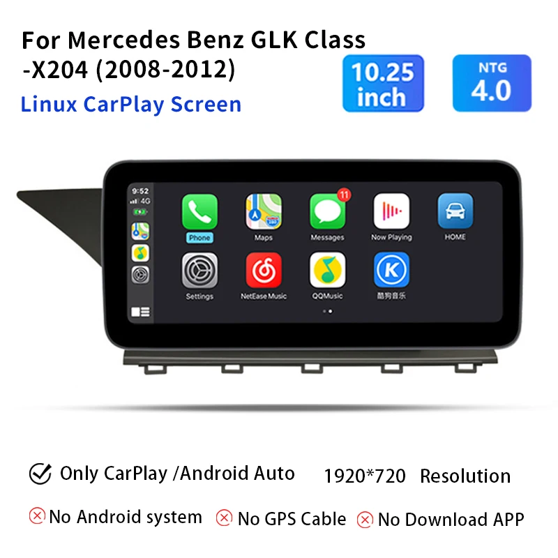 12.8" Android 14 Draadloze Carplay Auto Multimedia Speler voor Mercedes Benz GLK Klasse X204 2008-2012 Autoradio Stereo GPS Navigatie SWC DSP 4G WiFi Snapdragon 665