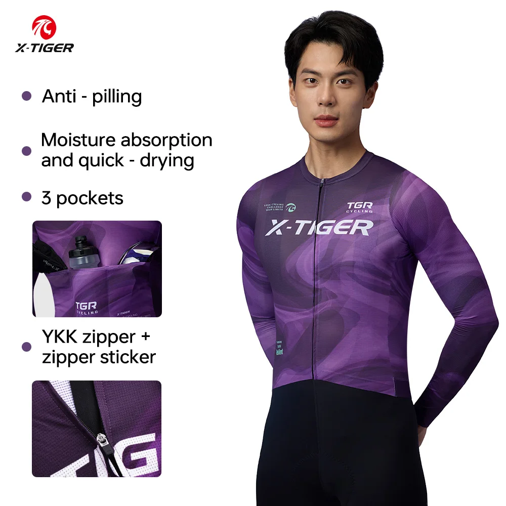 

X-TIGER Long Sleeve Cycling Jersey Spring Summer Autumn Road Bike Jersey Anti-UV Breathable Mountain Bicycle Cycling Clothing