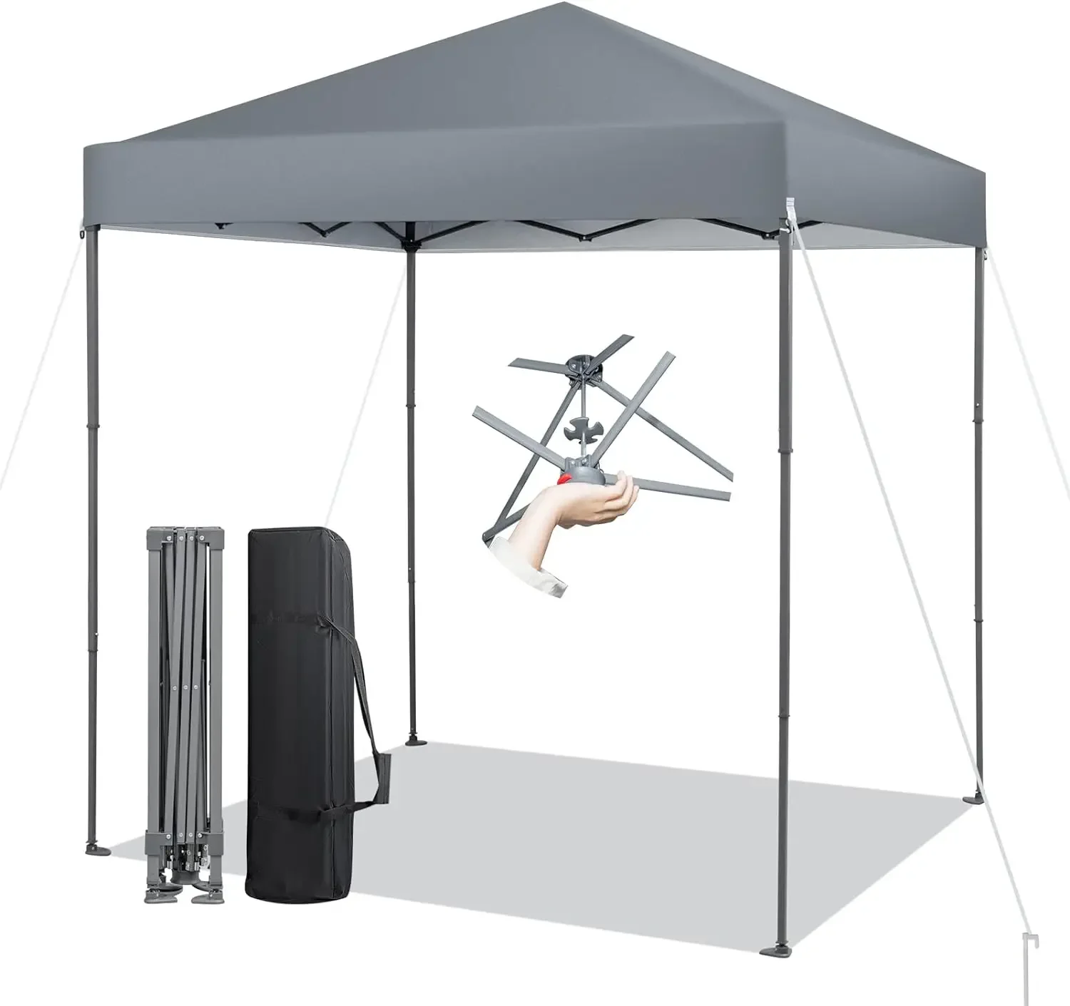 6.6x6.6 Ft Pop Up Canopy, 1 Person Instant Setup Canopy Tent with Center Lock, UPF 50+ Sun Protection, 8 Stakes, 4 Ropes