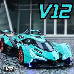1:32 Lambor V12 GT Super Car Model Toy Metal Diecast Pull Back Music Light Miniature Racing Vehicle Models Decoration Boys Gifts