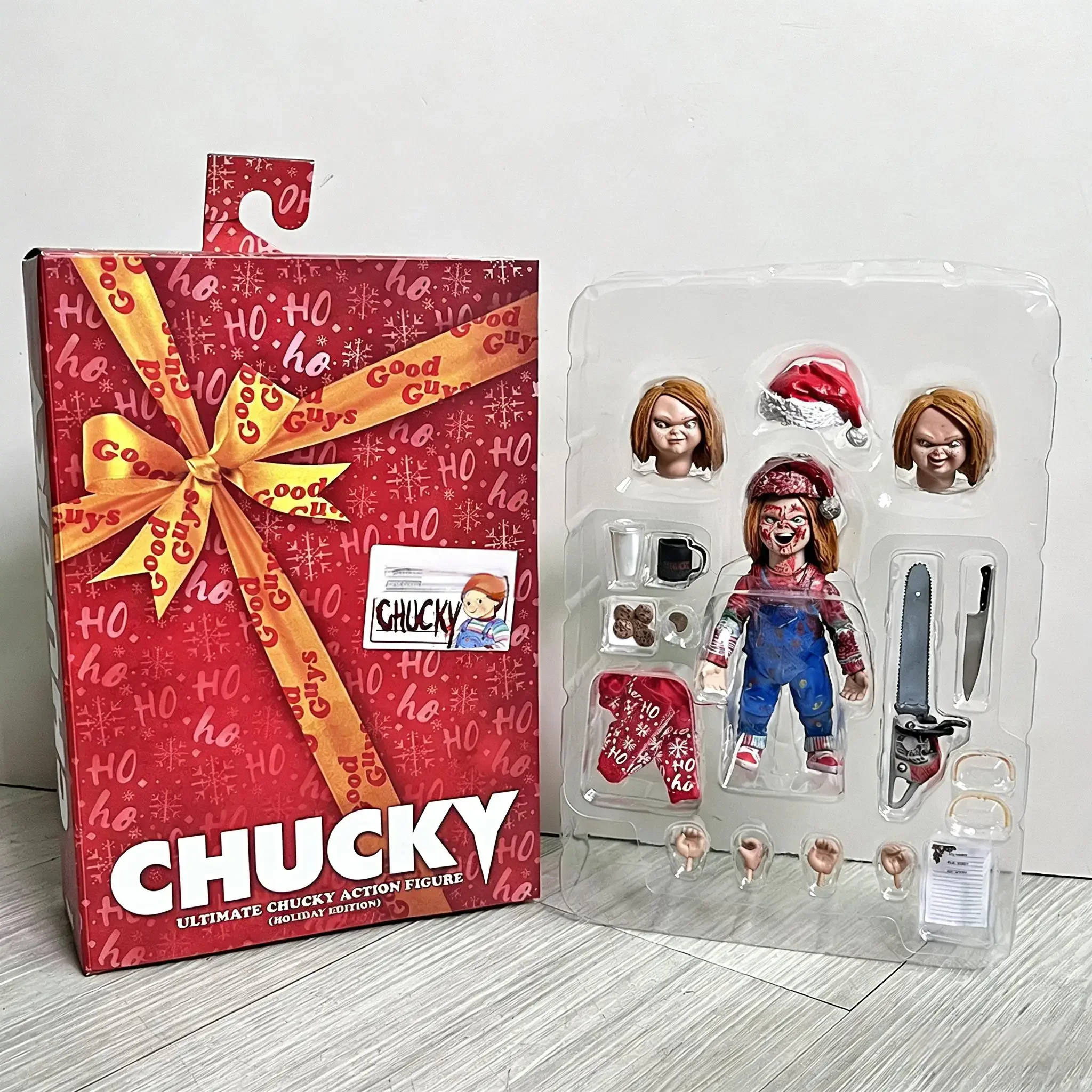 

Фигурка Чаки из фильма «Детские игры» от NECA в рождественском наряде, аниме-модель, игрушка, подарок на Рождество и день рождения