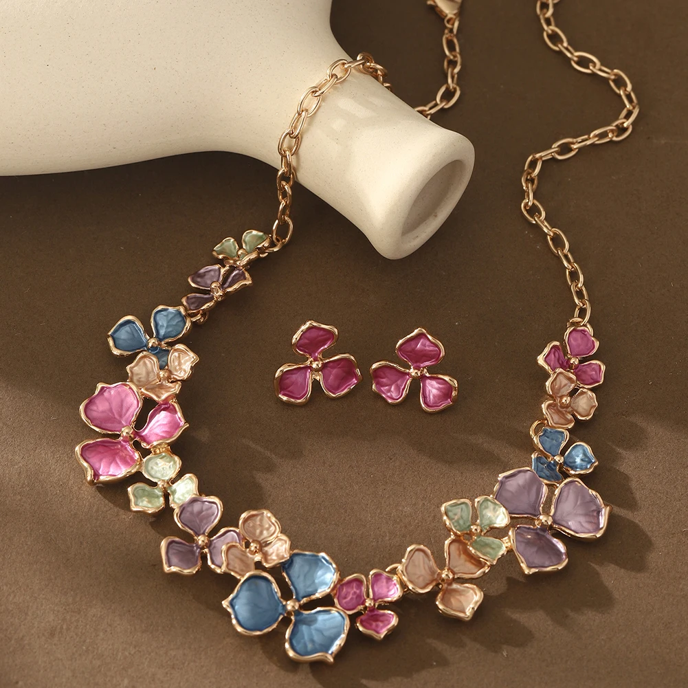 Cring Coco Enamel Flower Necklace for Women, Elegant Gift