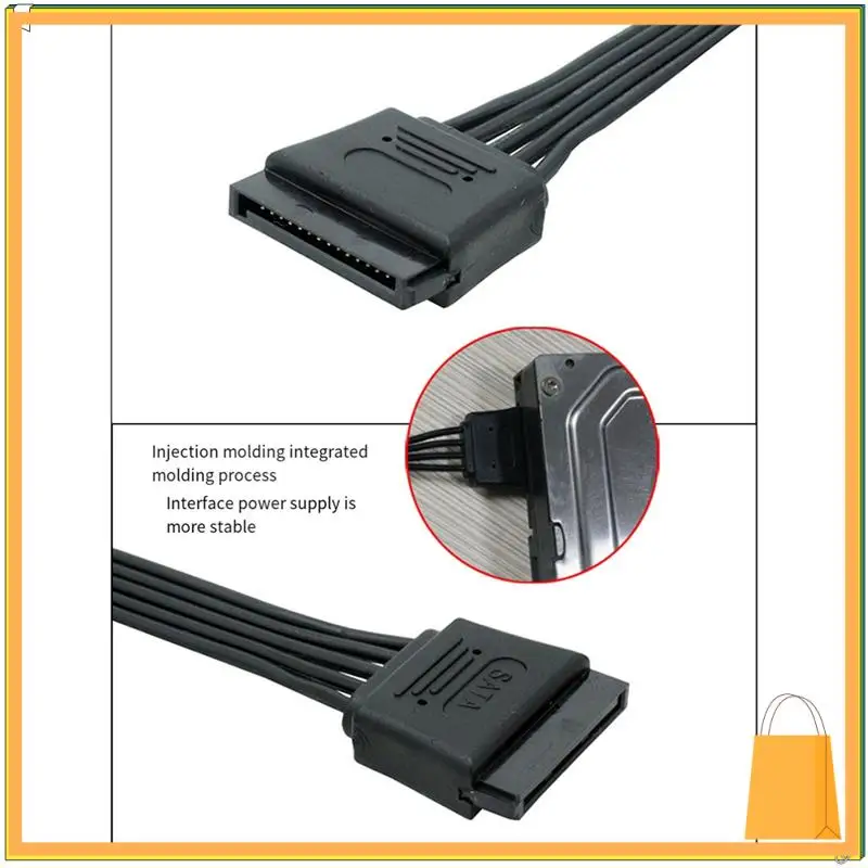 

L52A-5-Wire SATA 15Pin Male To Female Power Extension Cable HDD SSD Supply For PC HDD SSD 18AWG