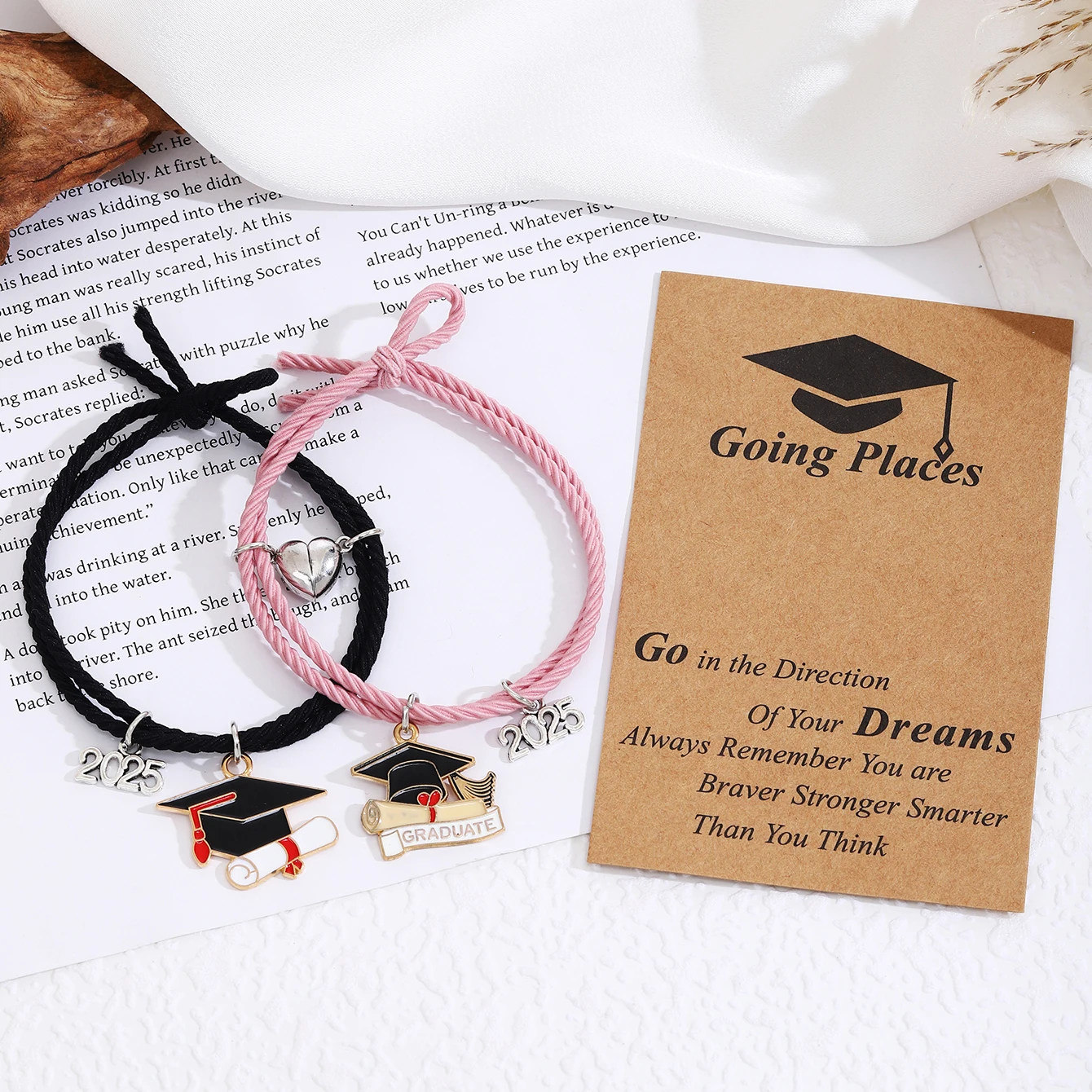 

Graduation Season Bracelets 2025 Adjustable Love Magnet Handwoven Couple Bracelet Best Friend Jewelry Graduation Gift To Her