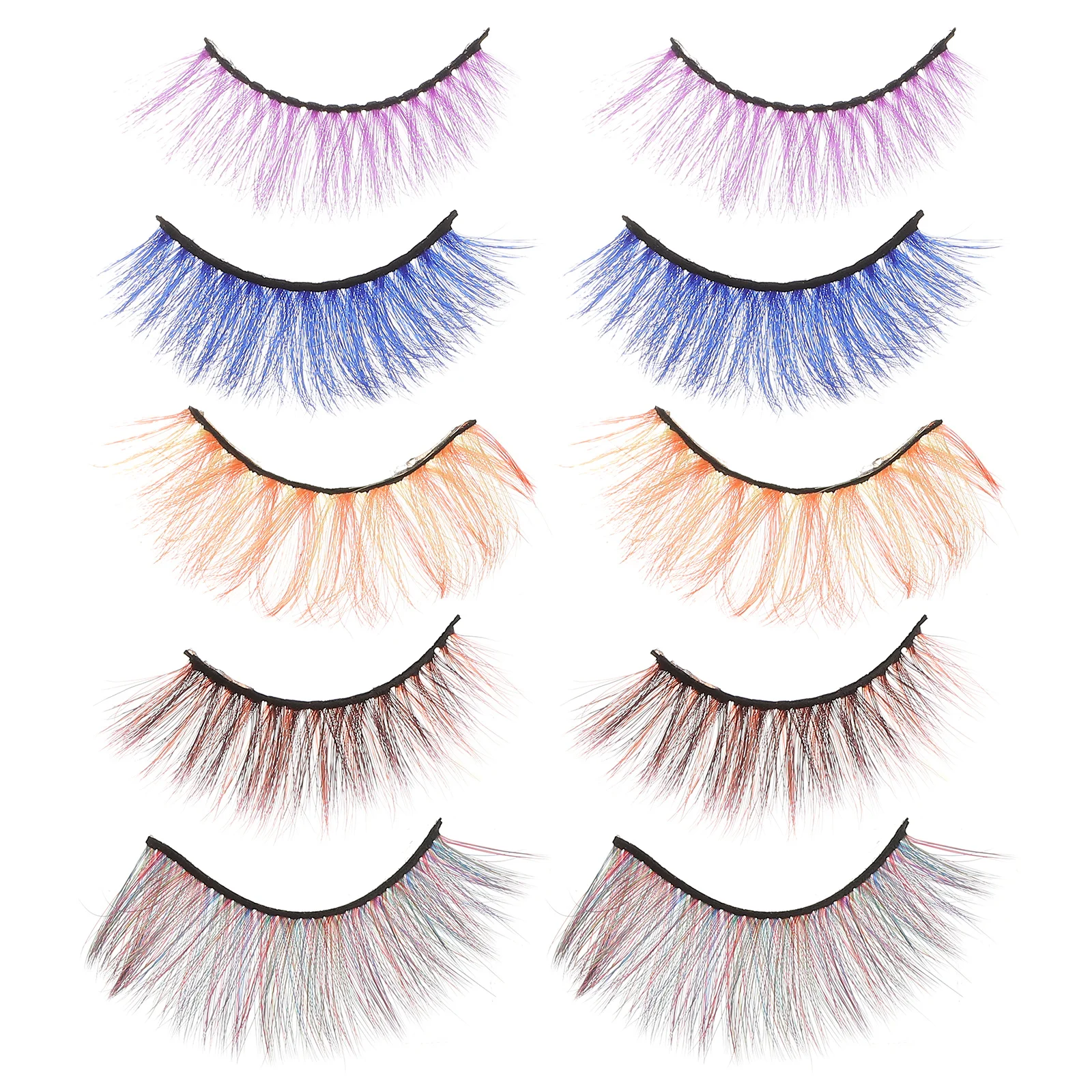 5 paires de faux cils colorés Extensions de faux cils 3D naturels pour fête quotidienne Cosplay maquillage cils faux cils